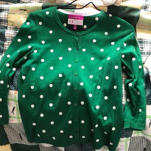 Green and white polka dotted talbots sweater